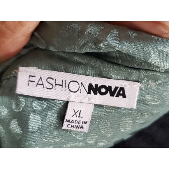 Fashion Nova "You Better Work" Green Polyester Long Sleeve Knee Length Size XL - Picture 9 of 14